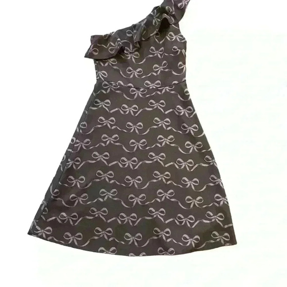BANANA REPUBLIC Bow Print One Shoulder Fit and Flare Midi Dress Size 2 Party - Picture 7 of 9